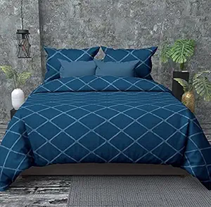 Comfort Lifestyle |240 TC 100% Pure Cotton Feel Queen Size Double Bed Flat Sheet with Two Pillow Covers, Bedsheet Size 90x100 Inches, Pillow Cover 18x28 Inches (Teal)