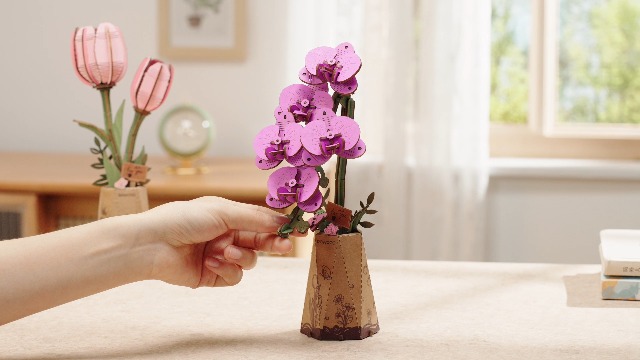 rowood 3D Puzzle DIY Wooden Flower, Artificial Flowers Model Kits