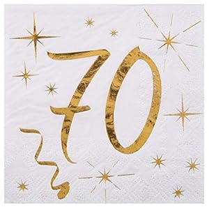 WOOOOZY Cocktail Servietten 70. Geburtstag,25cm, 20 St