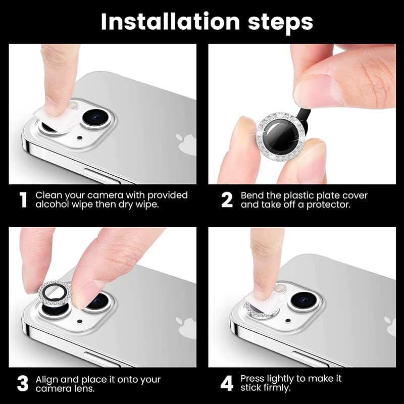 Image of Compatible for i Phone 14 | 14 PLUS Camera Lens Protector Tempered Glass Bling, Alloy Metal Camera Ring Guard for i phone14 Plus| iphone 14 2022 PURPLE