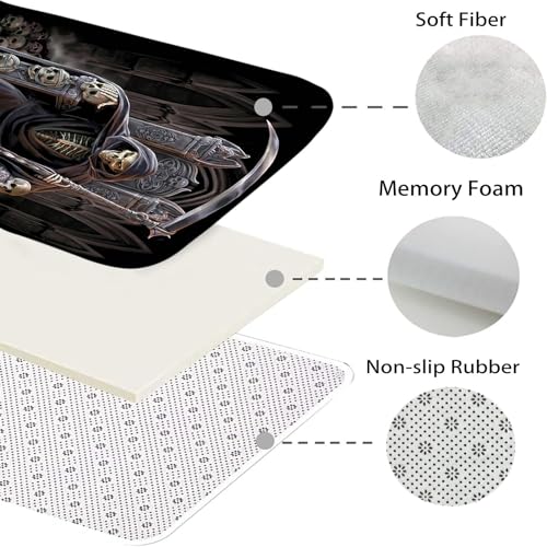 Badezimmerteppich Set Totenkopf schwarzes Muster Badgarnitur 3 Teilig Mikrofaser Badematten Set rutschfest U FöRmige Duschvorleger Super weich, Schnell Trocknend WC-Garnitur Teppich – Bild 6