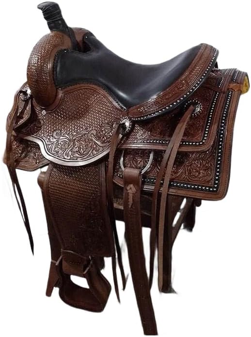 Leather Wade Horse Saddles Tree A Fork Roping Ranch Work Premium Western for Horses Handmade Equestrian Trail Tooled Carved Horse Saddle Tack Size: 10"-18" inches Seat, MD-WADE-02