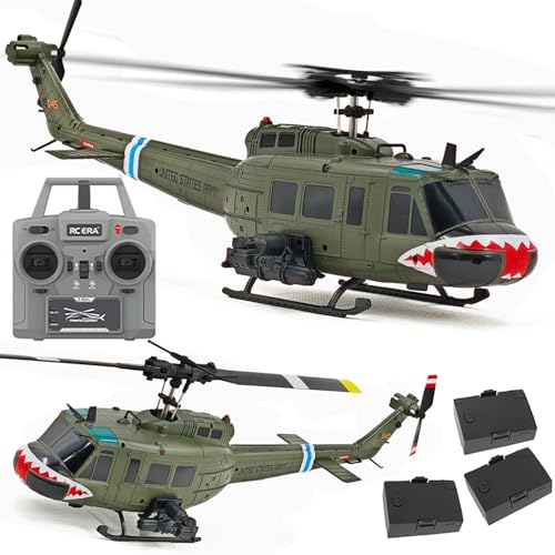 315MM UH-1 Remote Control Helicopter Aircraft for Adults Expert 6CH C032 Maintain Altitude Brushless Motor/Optical Flow Positioning/Fly Upside Down 3D Rolling Hobby RC Heli (RTF 3-Batteries)