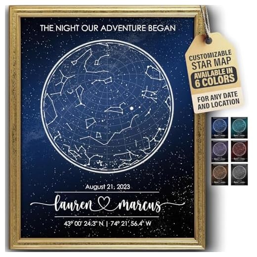 Custom Star Map for Specific Date Art Print | Personalized Star Map | Night Sky Constellation | Anniversary Gifts for Women | Unique Gift for Father's Day, Weddings, Girlfriends, Boyfriends (11x14)