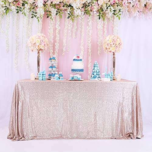 TRLYC 60x102 Sequin Rectangular Tablecloth - Champagne