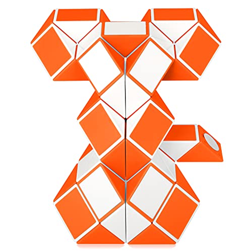 KidsPark Serpent Magique - 48 Parties Magic Snake Cube Twisty Puzzle Ruler, Speed Snakes for Christmas Bas Fillers for Kids & Adults, Orange