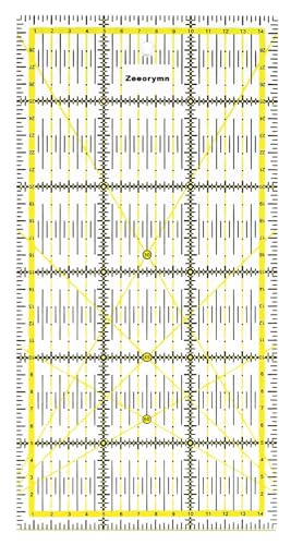 Zeeorymn Règle Patchwork 15 x 30 cm,Règle Omnigrid Transparente,Règles De Couture avec Graduation Claire en cm et Indications d'Angle,Idéal pour Coupe Précise pour Quilting, Couture, DIY et Patchworks