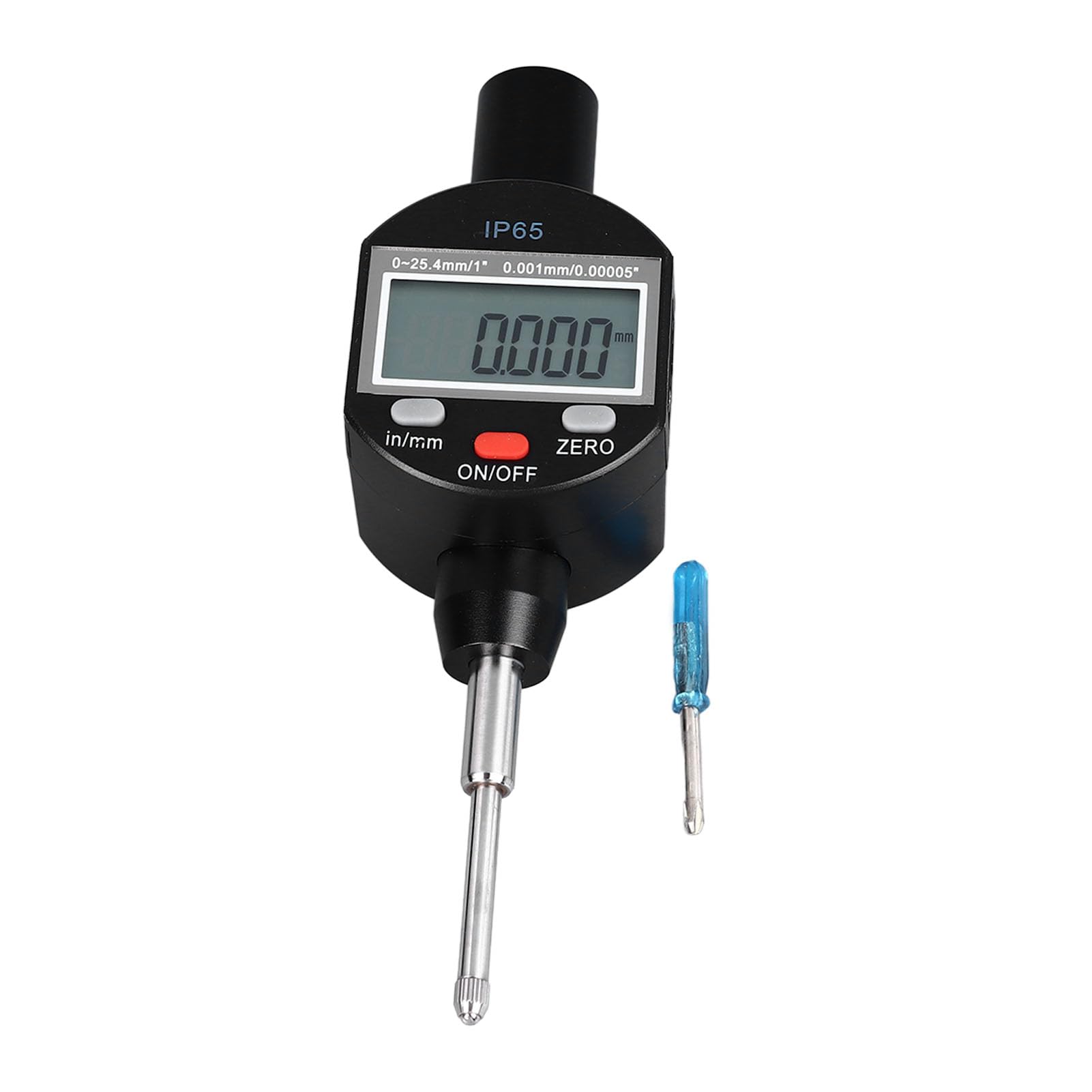 Indicador de dial digital Indicador de alta precisión Resolución de 0,00005 pulgadas Rango de 0 a 25,4 mm Pantalla portátil impermeable IP65 para medición de taller industrial