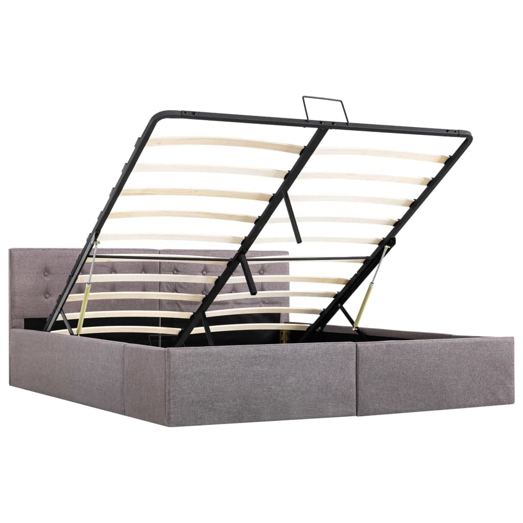 vidaXL - Betten & Bettgestelle - Stauraumbett Hydraulisch Taupe Stoff 160×200 cm