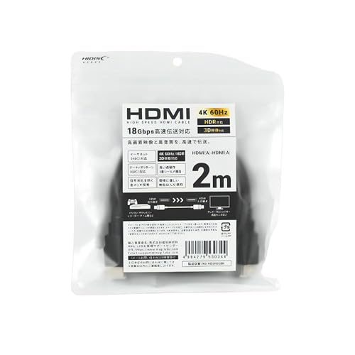 HIDISC HDMIP[u 2m 4K@60Hz18Gbps `Ή HD-HD2M20BK