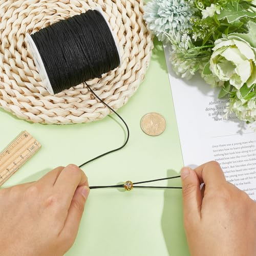 Image of PH PandaHall 110 Yards 1.5mm Black Nylon Cord Wind Chime Cord Replacement Lift Shade Blind String for Windows Roman Rollers Repair Gardening Plant Waist Beading String for Bracelet Lanyard