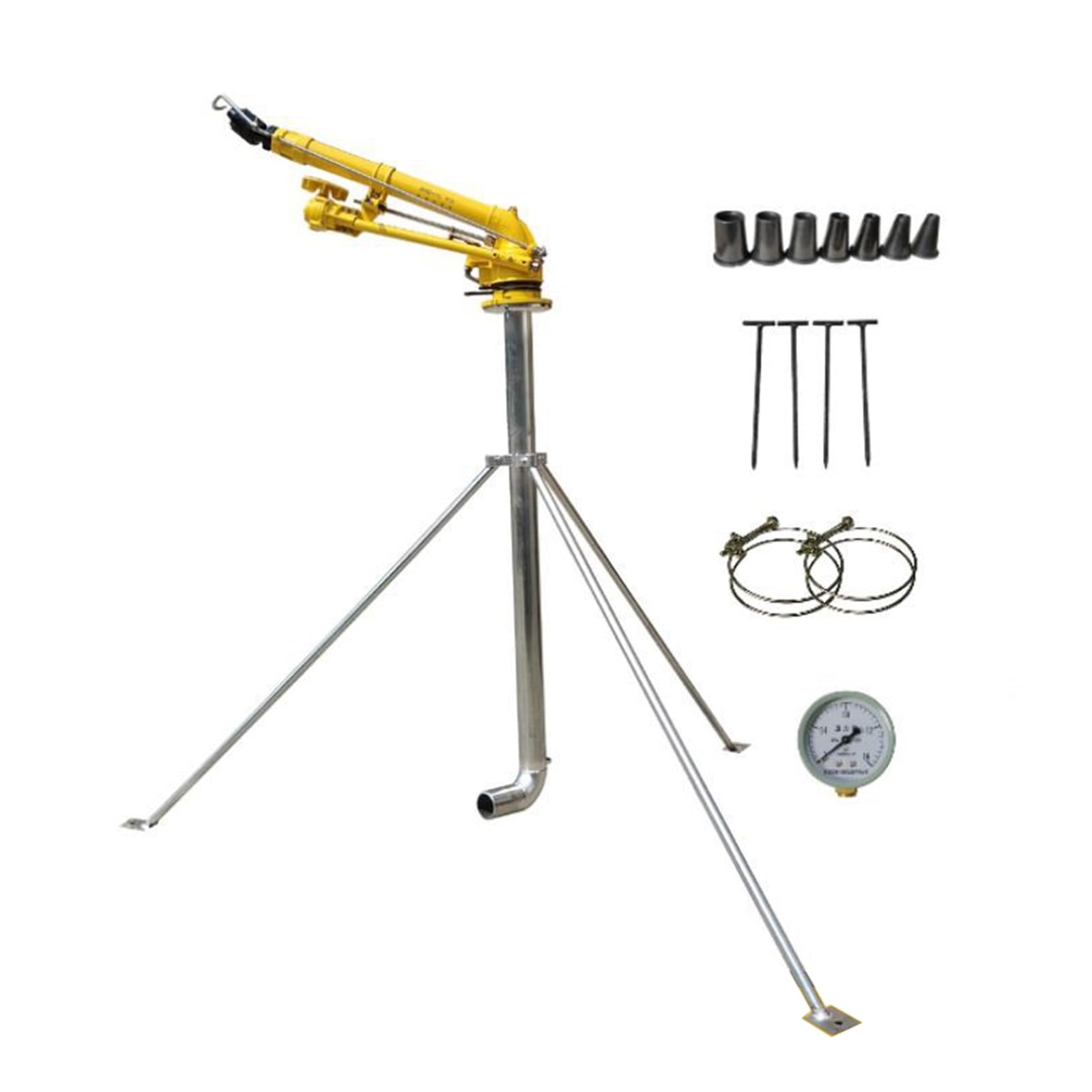 FHRKA Farm Irrigation Sprinkler, 2" Impulse Impact Sprinkler with Replacement Nozzle & 1.2M Rack Large-Area Watering Spray