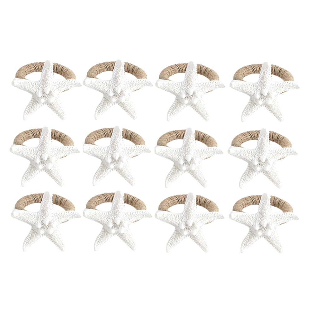 CTRLZS Napkin Rings Set of 12, Thorny Starfish Napkin Rings for Table Decor, Sea Star Napkin Ring Holders for Gathering Decor