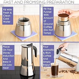 Mixpresso 12 Cup Greca Stovetop Espresso Maker 600ml20oz Moka Pot with Coffee Percolator Design Stainless Steel Stove Top Coffee Maker for Camping or Home Use Italian Coffee Maker Stovetop