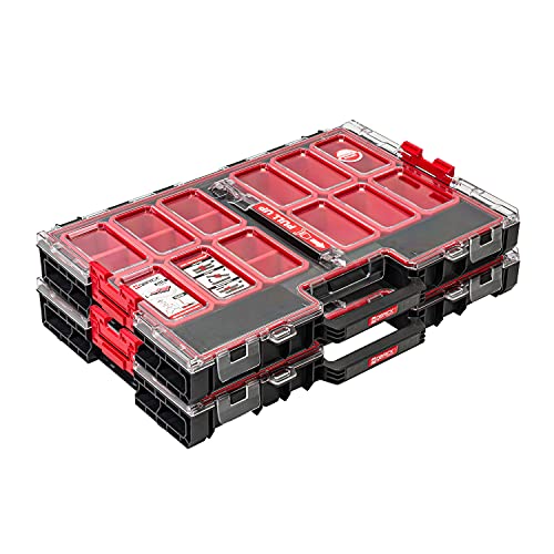 PAFEN 2 x boîtes de rangement grande taille L avec compartiments amovibles – 12 cubes extensibles – Organiseur d'outils Magasin Boîte de tri avec couvercle, boîte de tri, boîte à outils