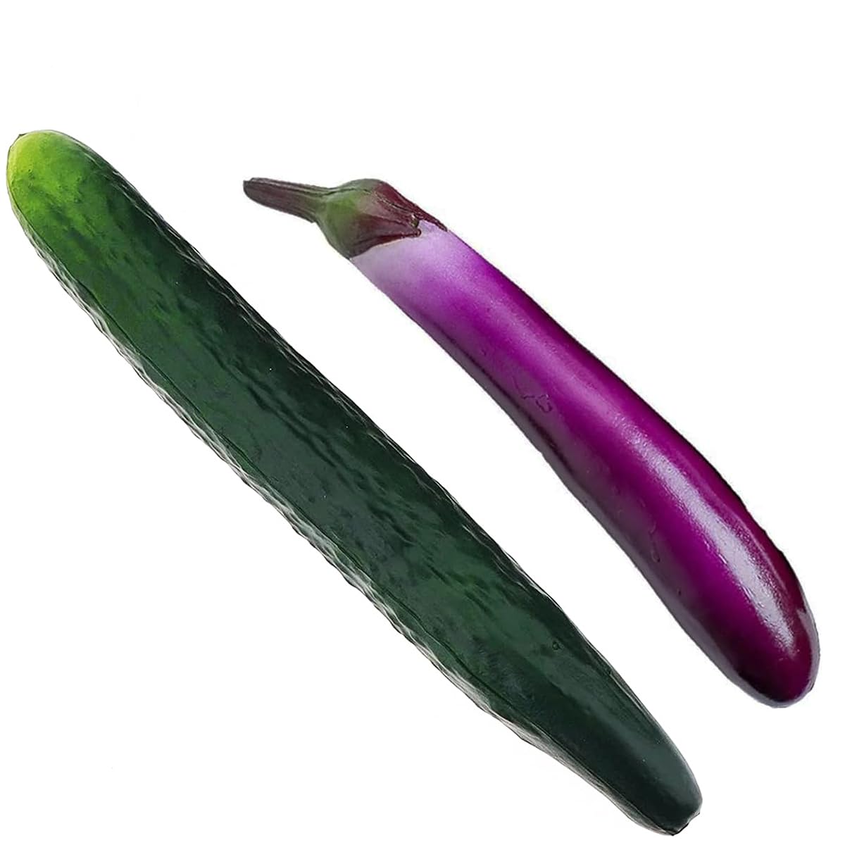 Boolygo 2pcs Soft PU Artificial Cucumber Eggplant Fake Vegetable Decoration Lifelike Home Kitchen House Table Show (Group 1)