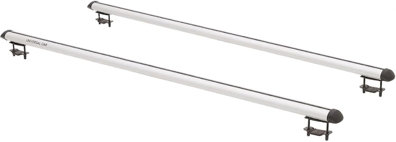 Elevate Outdoor 48.5" Aluminum Universal Cross Bars with 200 lb. Weight Capacity and Adjustable Design Between 27" and 44" Apart, Silver