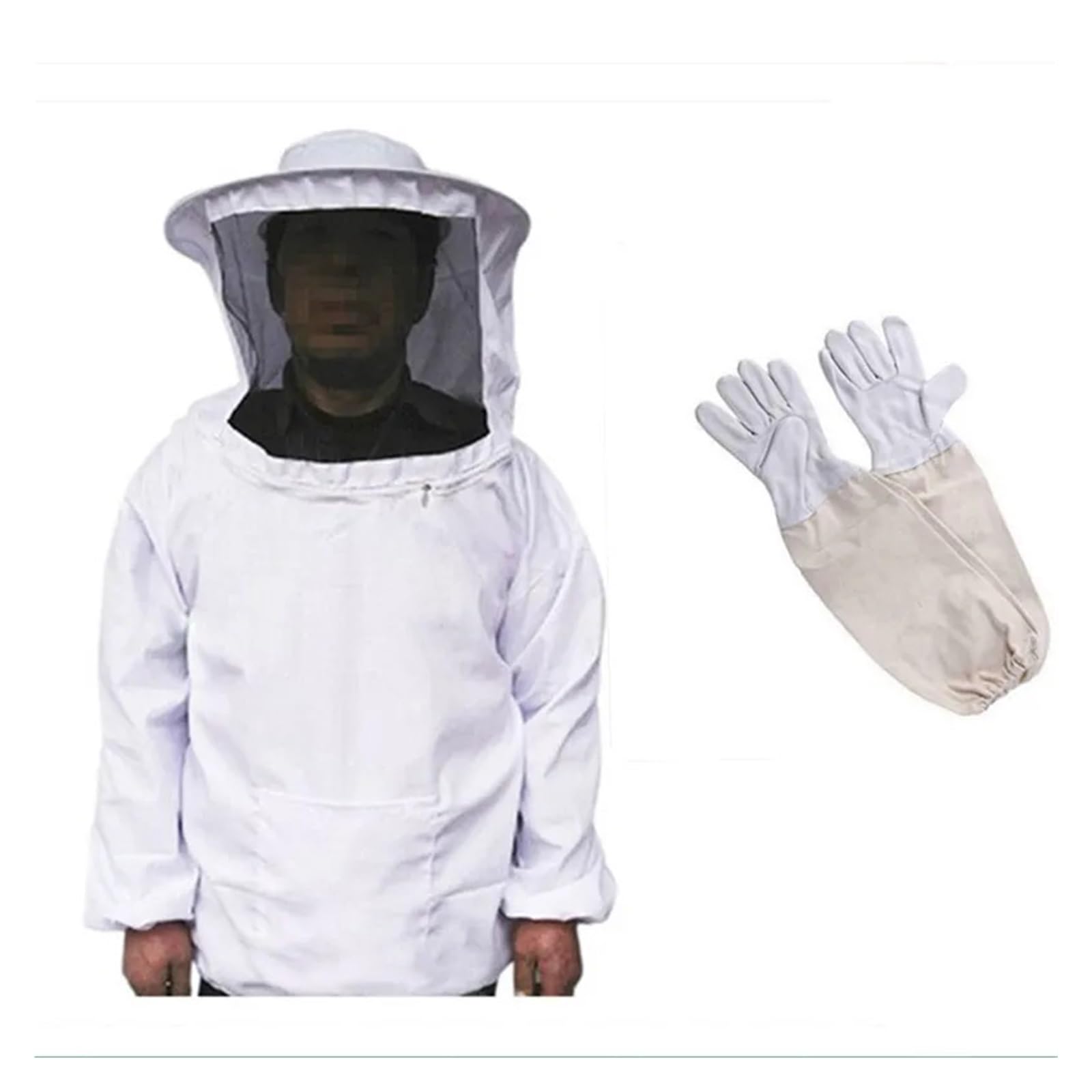 Abbigliamento per l'apicoltura, Tuta da apicoltore con mezza giacca cappuccio e guanti in pelle di pecora 2 pz