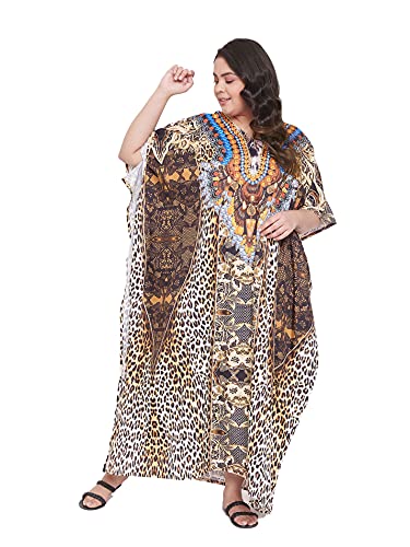 Image of Oussum Women Kaftan Plus Size Polyester Summer Lightweight Caftan Swimsuit Cover Ups Maxi African Mumu Lounge House Dress