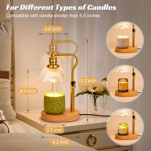 Lámpara calentadora de velas de pétalos con base de madera 4
