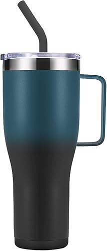 momocici Vaso de 40 onzas con asa y tapa con pajilla. Vaso de viaje aislado de 40 onzas con asa. Vaso de café de 40 onzas con asa. Mantén las