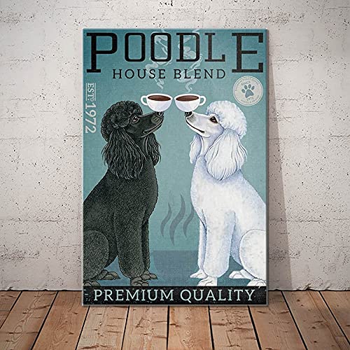 Bioprocess Poodle Dog Coffee Company Metal Sign Retro Vintage Tin Sign Metal Poster Wall Art Decor 8X12 Inches