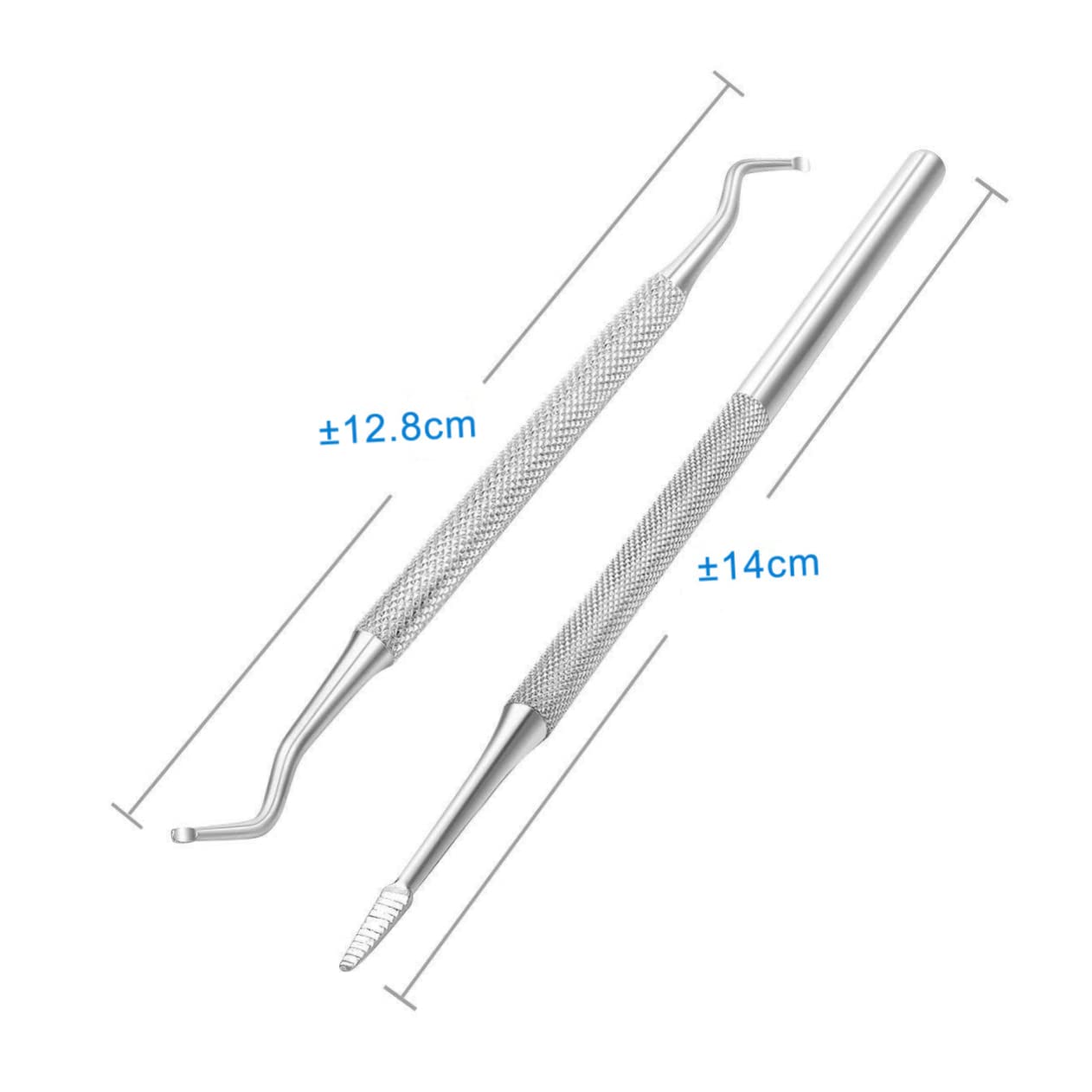 minkissy Stainless Steel Cuticle Spoon Pusher Set Double-end Nail Cleaner Tool Cuticle Remover for All Ages