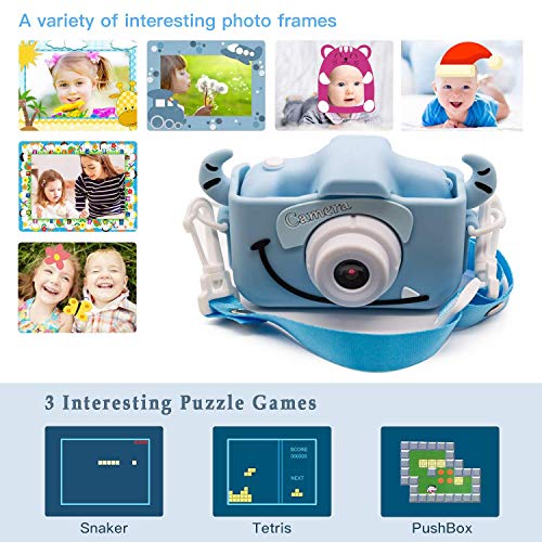 Kids Digital Camera, Girls Birthday Toy Gifts for 4-13-Year-Old Children, Dual Lens 20.0MP Toddler Cameras, Child Camcorder Video Recorder 1080P IPS 2.0 Inch with 32G TF Card, Cow Soft Silicone Case