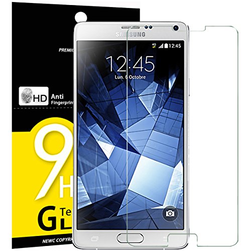 NEW'C 3 Unidades, Protector de Pantalla para Samsung Galaxy Note 4, Antiarañazos, Antihuellas, Sin Burbujas, Dureza 9H, 0.33 mm Ultra Transparente, Vidrio Templado Ultra Resistente