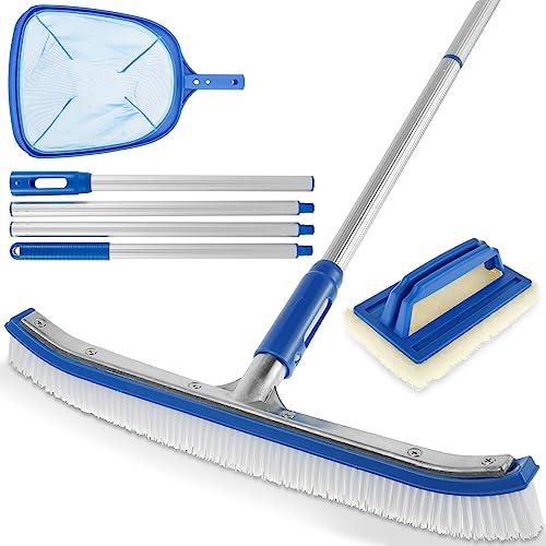 Swimming Pool Wall & Tile Brush Cleaning Tool Set Pool Skimmer Net