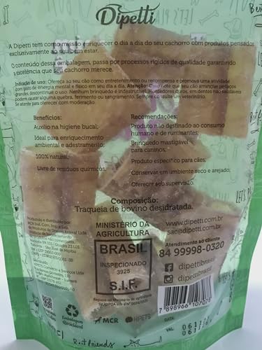 DIPETTI Mordedor Natural Para Cães Traquéia Bovina Dipetti Mini Canolli