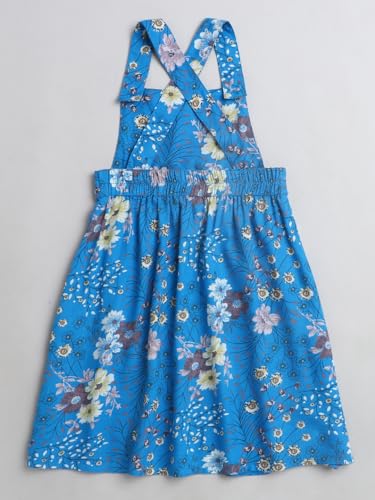 Image of The Magic Wand Kids Girls Printed Casual Dresses, Knee Length Singlet Strap Fit & Flared Cotton Once Piece Stylish Frocks for Summer Season
