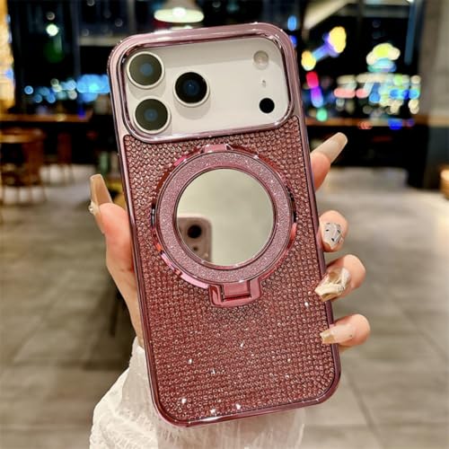 Étuis de téléphone effet miroir avec support pour iPhone 16 et 15 Pro Max