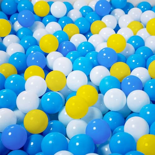 YUFUL Ball Pit Balls 150pcs for Kids, Plastic Balls for Ball Pit, 2.2â€ Crush Proof Play Balls BPA Free Non-Toxic, 4 Kinds of Bright Color Ocean Balls Include a Reusable Net Bag