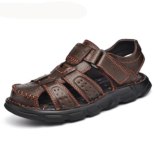 Leather Casual Shoes for Men Classic Men Sandals Outdoor Walking Men Sneakers Breathable Men Sandals(43)