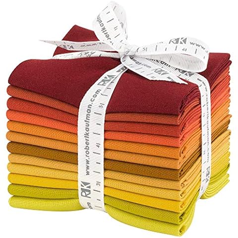 Robert Kaufman Kona Cotton Solids Autumn Hues Fat Quarter Bundle 12 Precut Cotton Fabric Quilting FQs Assortment FQ-1371-12 Cover