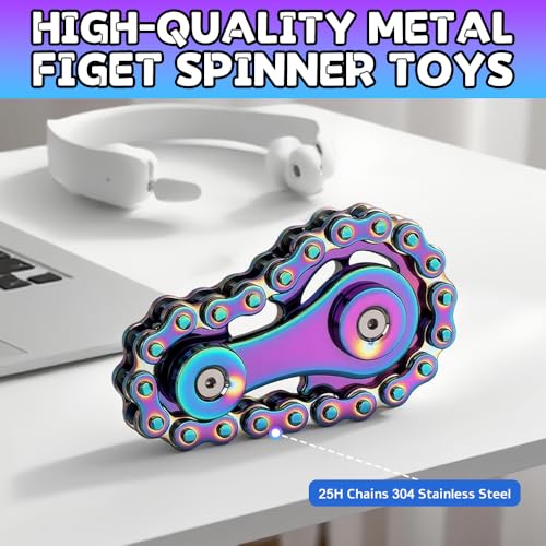 Metal Bike Chain Gear Fidget Spinner for Adults Kids, Sprocket Fidgets Chain Toys,EDC Novelty Stress Relief Toys, Cool Birthday Present for Boy Man by Cybemaga - Image 3