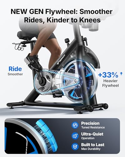 Image of MERACH Exercise Bike with Screen, 21.5 inch HD Display, Magnetic Resistance | Stationary Bike for Home, Exclusive App with Courses, 330lbs Capacity, Low Noise, Adjustable Seat & Handlebars
