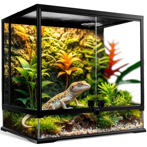NEPTONION 43 Gallonen professionelles Glasterrarium 60cm x 45cm x 60cm, langlebiger Reptilien-Lebensraumtank, mit hitzebeständigem Rahmen aus Aluminiumlegierung