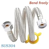 Qrity 2 Pieces G 1/2" x G 1/2" Stainless Steel Braided Hose Flexible Water Plumbing Pipe for Bathroom Toilet Taps Kitchen Sink Water Inlet Hoses, 10cm - Image 8