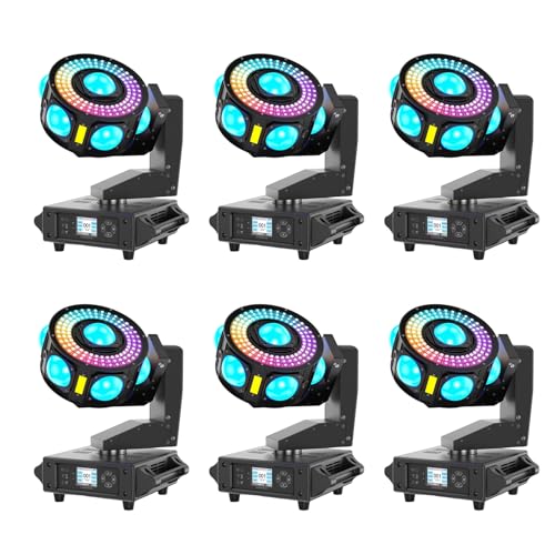 Image of 6 Pack 160W 3-Axis Moving Head Lights RGBW 540Rotation DJ Light with Strobe Effects DMX512 19 /25CH with Sound Activated Moving Head Beam Stage Light for Disco Wedding Parties Live Show Bar