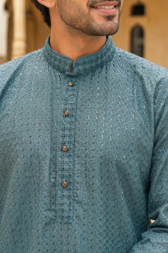Image of Amazon Brand - Tavasya Men Rayon Blend Embroided Regular Kurta