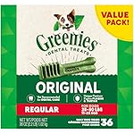 Greenies Original Regular Natural Dog Dental Care Chews Oral Health Dog Treats, (36 Treats)