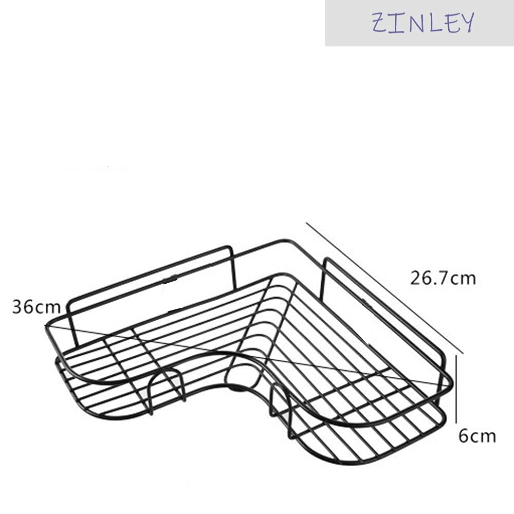 Zinley Multipurpose Kitchen Bathroom Corner Shelf Wall Mount Storage Rack Bathroom Rack Soap Holder Storage Box Shower Rack Shelf, Bathroom Racks and Shelves, Bathroom Stands and Racks (Black) 4