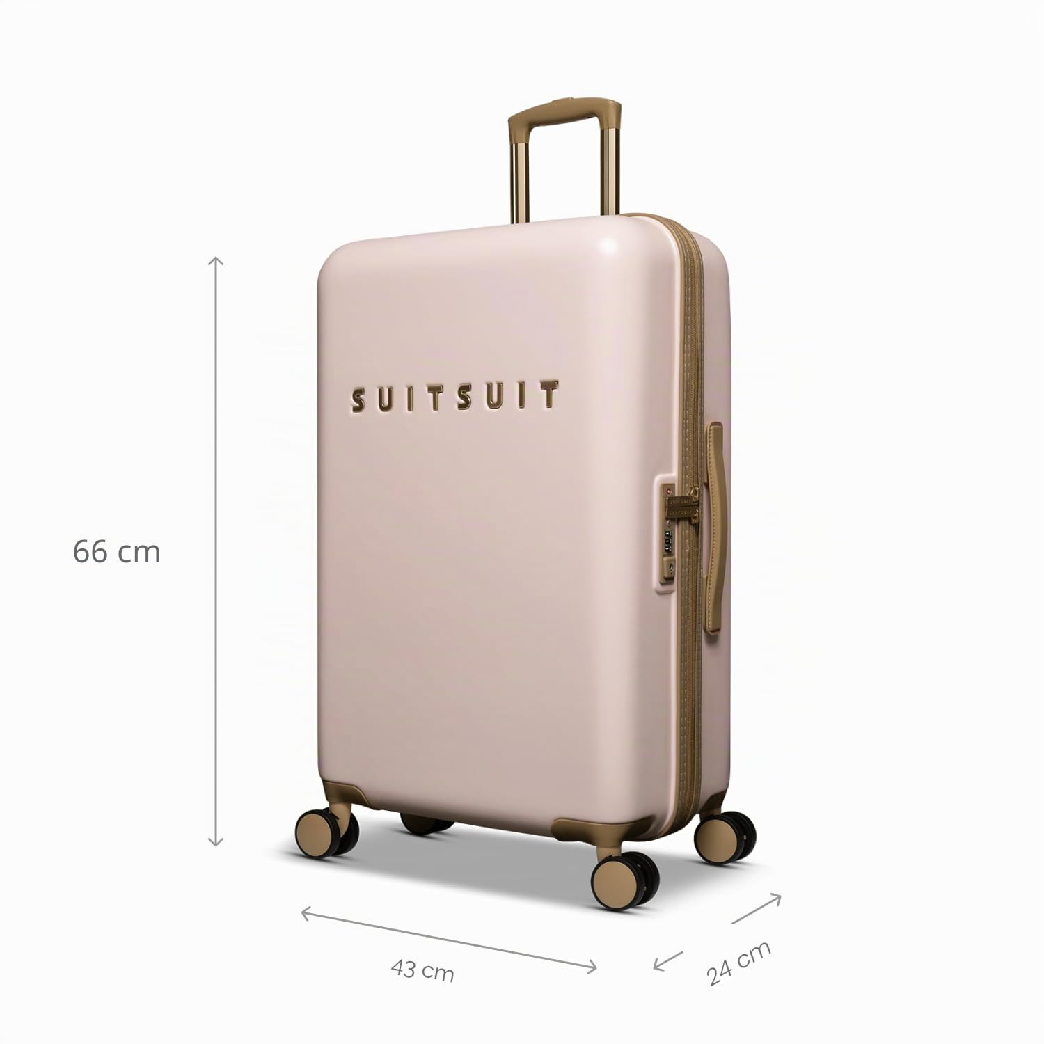 SUITSUIT Koffer Groß 66 cm - Leicht Hartschalen Reisekoffer mit Rollen - TSA-Schloss - 59 L - Fusion Rose Pearl