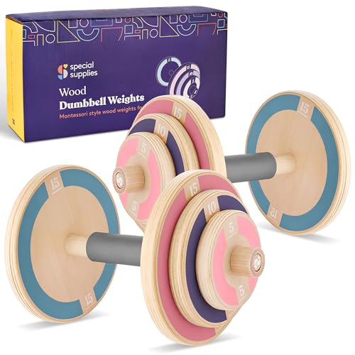 Kids Adjustable Wooden Dumbbell Set
