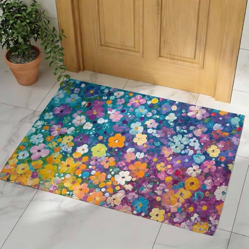 Colorful Spring Floral Indoor Door Mat - 16"x24", Non-Slip Welcome