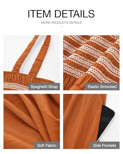 Image of BTFBM Summer Midi Dresses for Women 2025 Spring Sleeveless Square Neck Smocked Flowy Long Beach Vacation Sundress Pocket