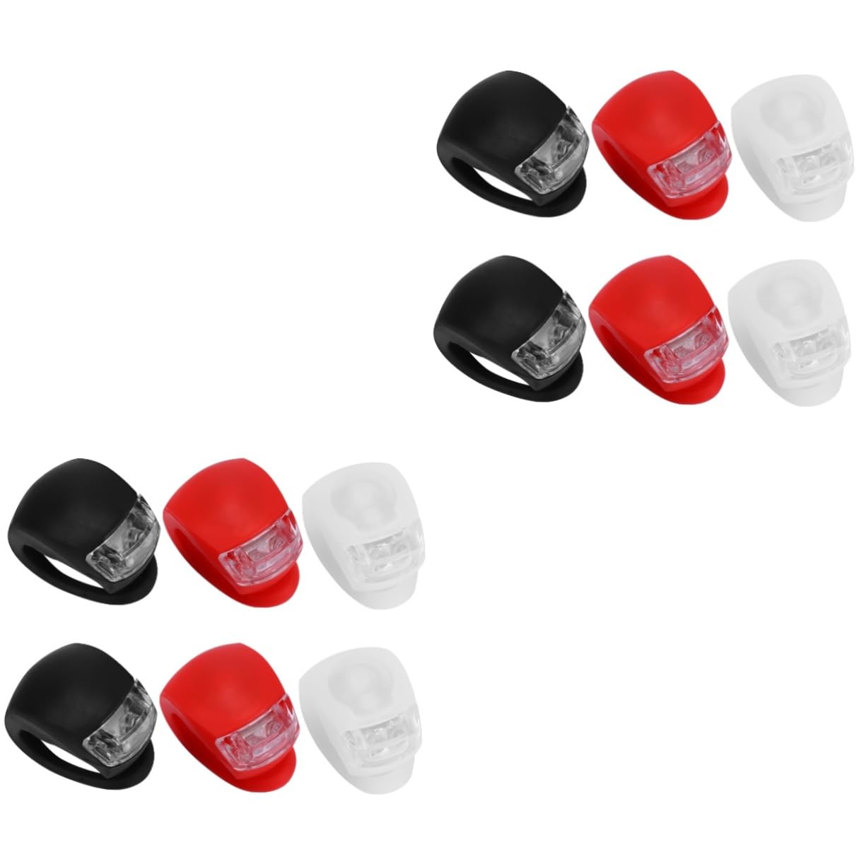 Sosoport 12pezzi per Bicicletta LED Silicone di Anteriori e Posteriori Accessori per Bici Rosso Nero Bianco per Colore