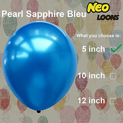 Image of Neo LOONS 100 pcs 5 inch Pearl Sapphire Blue Premium Latex Balloons - Great for Kids, Adult Birthdays, Weddings, Receptions, Baby Showers, Water Fights, or Any Celebration